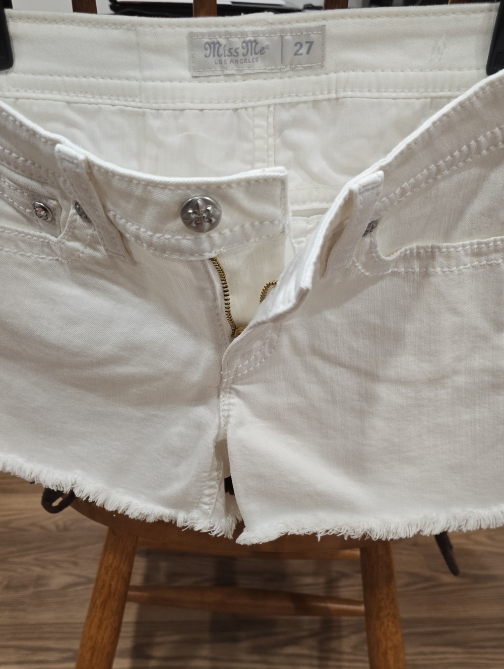 Miss Me White Frayed Hem Denim Cutoff Shorts